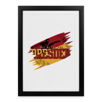 Football Dresden Fan Family - Affiche encadrée (27 × 37 cm) - noir - Devant