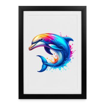 Dauphin - Affiche encadrée (27 × 37 cm) - noir - Devant