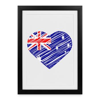 Conception de coeur de drapeau australien - Affiche encadrée (27 × 37 cm) - noir - Devant