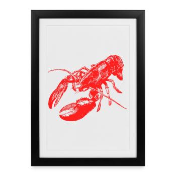 Conception graphique audacieuse de homard rouge - Affiche encadrée (27 × 37 cm) - noir - Devant
