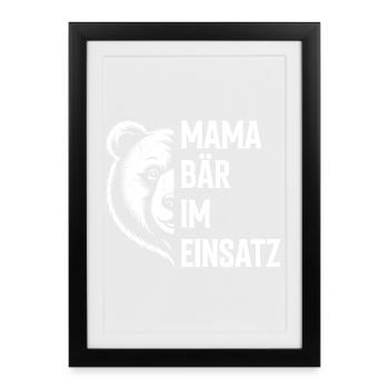 Future maman MAMAN OURS EN ACTION Drôle - Affiche encadrée (27 × 37 cm) - noir - Devant
