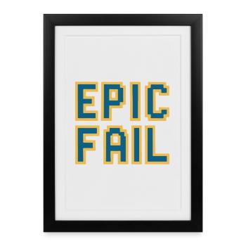 Échec épique - mème de jeu rétro 8 bits - Affiche encadrée (27 × 37 cm) - noir - Devant