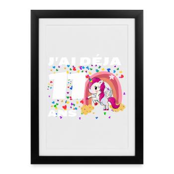 Dromadaire et Licorne Festive Anniversaire - Affiche encadrée (27 × 37 cm) - noir - Devant