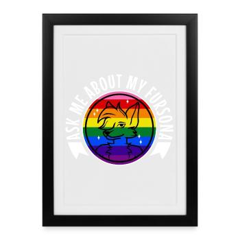 Ask me about my Fursona - Framed poster (27 × 37 cm) - black - Front