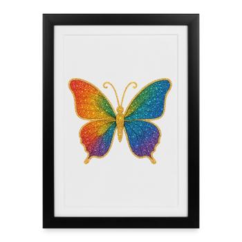 Glittering rainbow butterfly - Framed poster (27 × 37 cm) - black - Front