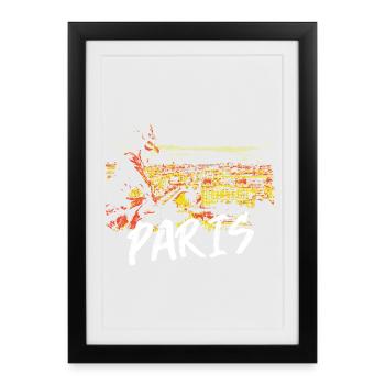 Illustration de Paris avec gargouille - Affiche encadrée (27 × 37 cm) - noir - Devant