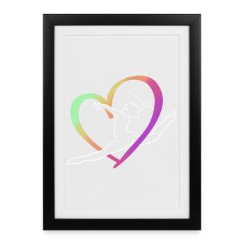 Grand jeté cœur multicolore - Affiche encadrée (27 × 37 cm) - noir - Devant