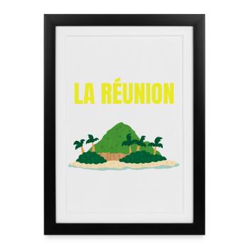 T-shirt île La Réunion tropicale - Affiche encadrée (27 × 37 cm) - noir - Devant