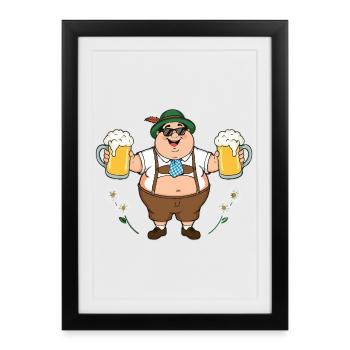 Bière bavaroise Friend Munich Mugs Lederhosen - Affiche encadrée (27 × 37 cm) - noir - Devant