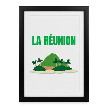 T-shirt île La Réunion tropicale - Affiche encadrée (27 × 37 cm) - noir - Devant