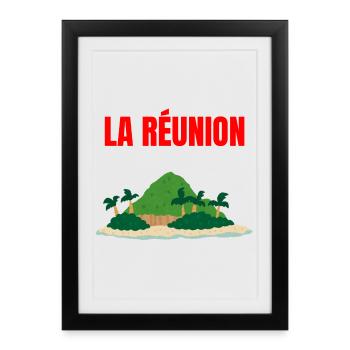 T-shirt île La Réunion tropicale - Affiche encadrée (27 × 37 cm) - noir - Devant