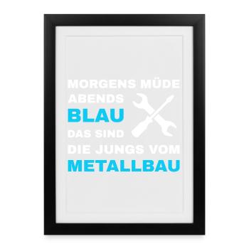 Construction métallique Métallurgistes Serruriers Construction en acier - Affiche encadrée (27 × 37 cm) - noir - Devant
