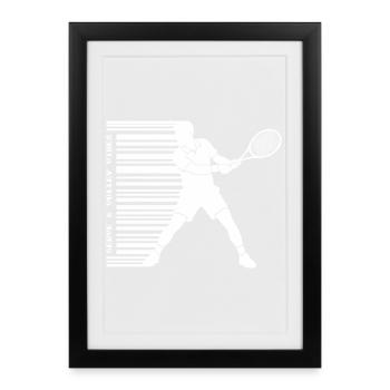 Tennis Silhouette Hoodie shirt barcode bright - Framed poster (27 × 37 cm) - black - Front