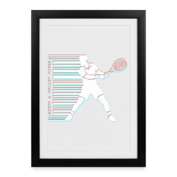 Tennis Glitch Barcode Hoodie Shirt - Framed poster (27 × 37 cm) - black - Front
