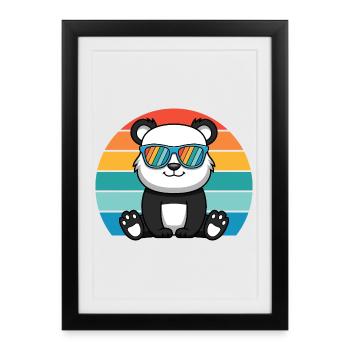 Asian Panda Bear Retro Sunglasses Panda - Framed poster (27 × 37 cm) - black - Front