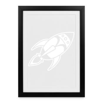 Fusée spatiale rétro – Conception de vaisseau spatial - Affiche encadrée (27 × 37 cm) - noir - Devant