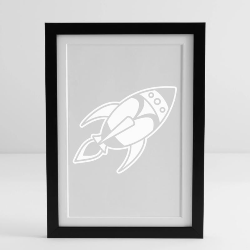 Fusée spatiale rétro – Conception de vaisseau spatial Affiche encadrée (27 × 37 cm)