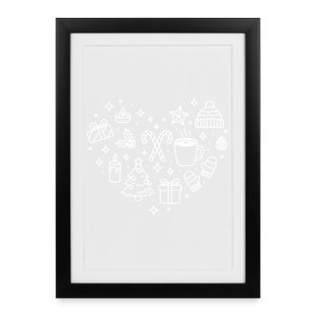 Christmas Heart X-Mas Heart Shape Christmas Heart - Framed poster (27 × 37 cm) - black - Front