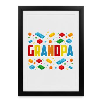 Grand-père brique constructeur de blocs créatifs - Affiche encadrée (27 × 37 cm) - noir - Devant