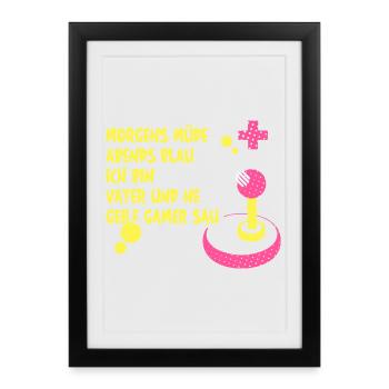Father's Day Father Gamer Gaming Video Games Dad - Framed poster (27 × 37 cm) - black - Front