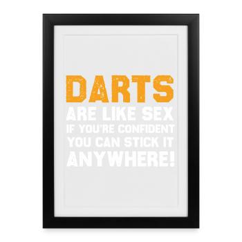 Funny Darts Quote Shirt - Framed poster (27 × 37 cm) - black - Front