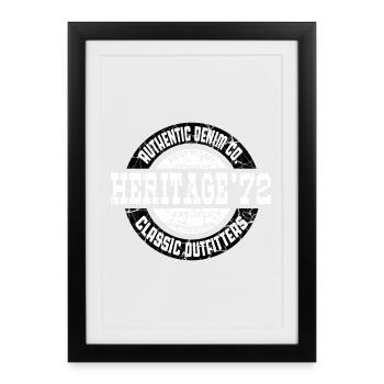 Heritage ’72 Authentic Denim Co. Vintage Style - Affiche encadrée (27 × 37 cm) - noir - Devant
