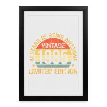 41ème Anniversaire 41 ans Homme Femme Millésime 1985 - Affiche encadrée (27 × 37 cm) - noir - Devant