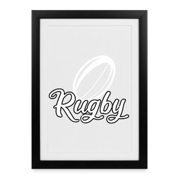 Rugby Stade Supporter Rugbyman Cadeau Rugby Sport - Affiche encadrée (27 × 37 cm) - noir - Devant