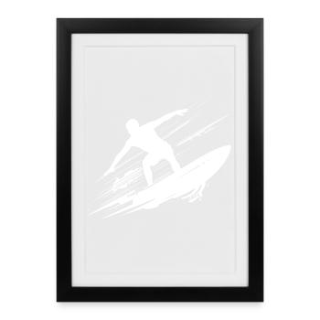 Surf dynamique Illustration Surf Surf - Affiche encadrée (27 × 37 cm) - noir - Devant