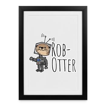 Rob-Otter - Blague plate mi-loutre mi-robot ! - Affiche encadrée (27 × 37 cm) - noir - Devant