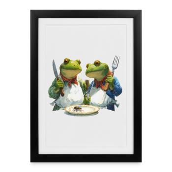Frog chefs in a cooking duel - Framed poster (27 × 37 cm) - black - Front
