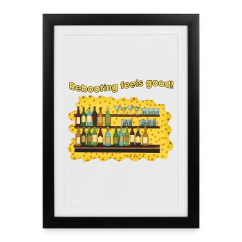 Rebooting Bar: Bläschen & Shots - Gerahmtes Poster (27 × 37 cm) - Schwarz - Vorne