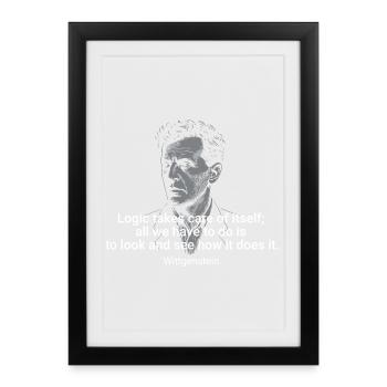 Wittgenstein Logic Quote Portrait - Framed poster (27 × 37 cm) - black - Front
