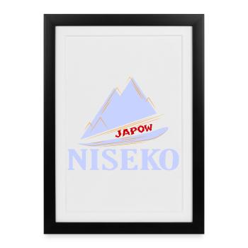 Ski, Snowboard, Niseko - Affiche encadrée (27 × 37 cm) - noir - Devant