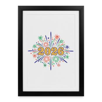 2026 Fireworks Celebration Design - Framed poster (27 × 37 cm) - black - Front