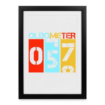Oldometer 57 Drôle 57e anniversaire rétro - Affiche encadrée (27 × 37 cm) - noir - Devant
