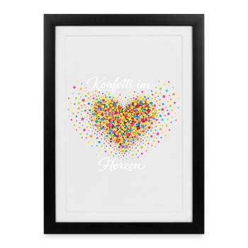 Confettis de musique rock de carnaval dans le cœur - Affiche encadrée (27 × 37 cm) - noir - Devant