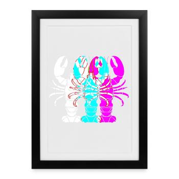 Spiny lobster, seafood, lobster, lobster - Framed poster (27 × 37 cm) - black - Front