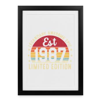 39e anniversaire 1987 cadeau 39 ans, vintage 1987 - Affiche encadrée (27 × 37 cm) - noir - Devant