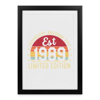 37th Anniversary 1989 Gift 37 Years, Vintage 1989 - Framed poster (27 × 37 cm) - black - Front