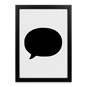 Comic_Sprechblase_schwarzweiss - Framed poster (27 × 37 cm) - black - Front