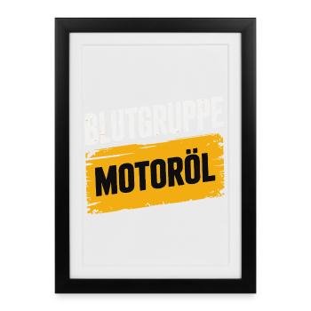 Groupe sanguin : conception du tournevis à huile moteur - Affiche encadrée (27 × 37 cm) - noir - Devant