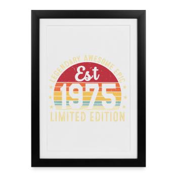 51ème anniversaire - Cadeau Vintage 1975 - Affiche encadrée (27 × 37 cm) - noir - Devant