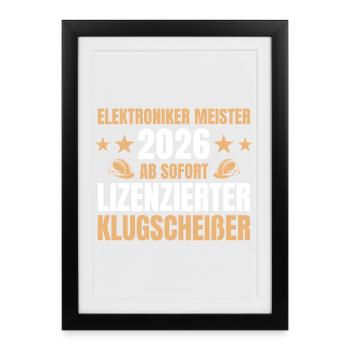Maîtrise Technicienne en Électronique 2026 Examen de Maître Artisan Réussi - Affiche encadrée (27 × 37 cm) - noir - Devant