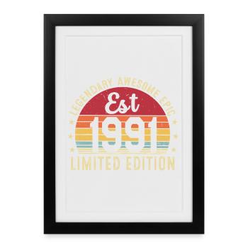 35ème anniversaire - Cadeau Vintage 1991 - Affiche encadrée (27 × 37 cm) - noir - Devant