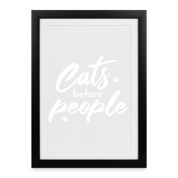 Les chats avant les humains – Chemise Cat Lover - Affiche encadrée (27 × 37 cm) - noir - Devant