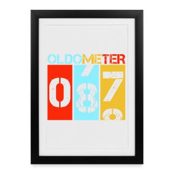 87e anniversaire de l’Oldometer 87 Retro Vintage - Affiche encadrée (27 × 37 cm) - noir - Devant