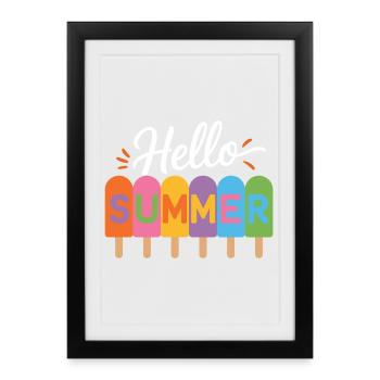 Hello Summer - Framed poster (27 × 37 cm) - black - Front
