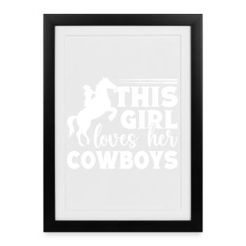 Rodeo Horse Riding This Girl Loves Her Cowboys - Gerahmtes Poster (27 × 37 cm) - Schwarz - Vorne