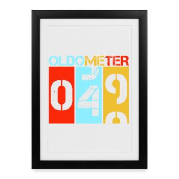 Oldometer 50th Birthday Funny Retro Odometer - Framed poster (27 × 37 cm) - black - Front